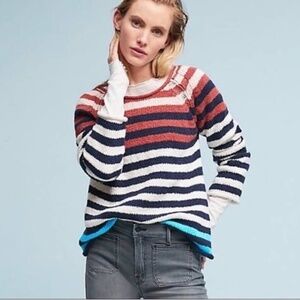 ANTHROPOLOGIE Moth striped cotton knit sweater